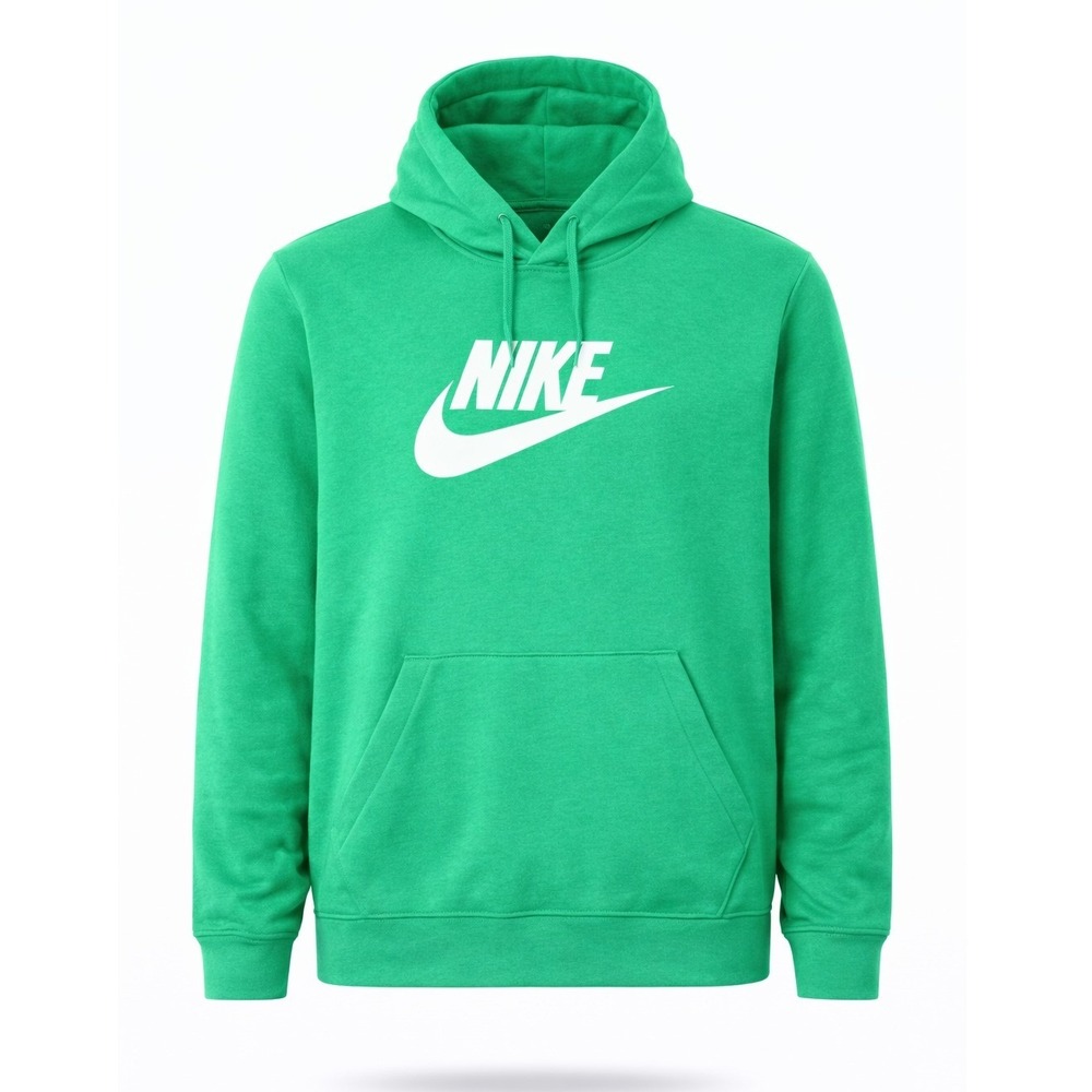 Nike Green Pullover Hoodie Small S White Swoosh Fleece Casual Streetwear
